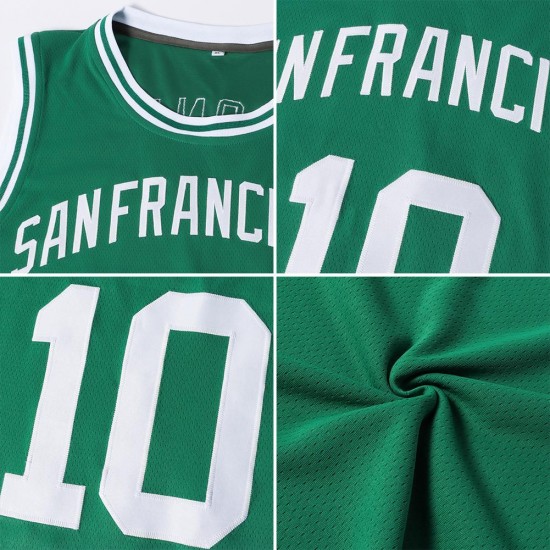 Custom Kelly Green Red-Black Authentic Throwback Basketball Jersey