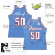 Custom Light Blue White-Red Authentic Throwback Basketball Jersey