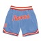 Custom Light Blue Orange-White Authentic Throwback Basketball Shorts