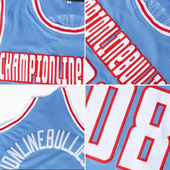 Custom Light Blue Gold Authentic Throwback Basketball Jersey