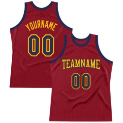 Custom Maroon Navy-Gold Authentic Throwback Basketball Jersey