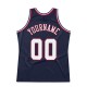 Custom Navy White-Red Authentic Throwback Basketball Jersey