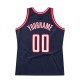 Custom Navy White-Red Authentic Throwback Basketball Jersey