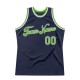 Custom Navy Neon Green-White Authentic Throwback Basketball Jersey