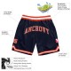 Custom Navy Orange-White Authentic Throwback Basketball Shorts