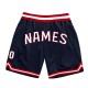 Custom Navy White-Red Authentic Throwback Basketball Shorts