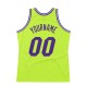 Custom Neon Green Purple-White Authentic Throwback Basketball Jersey