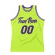 Custom Neon Green Purple-White Authentic Throwback Basketball Jersey