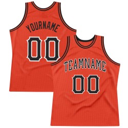 Custom Orange Black-White Authentic Throwback Basketball Jersey