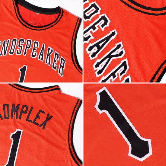 Custom Orange Blue-Navy Authentic Throwback Basketball Jersey