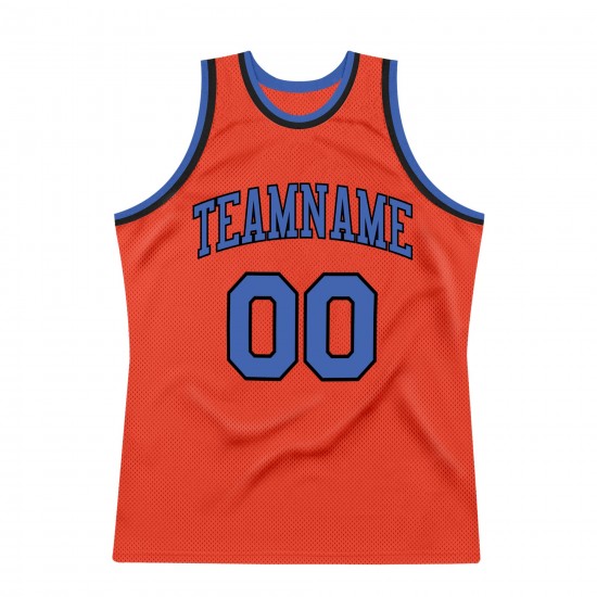 Custom Orange Blue-Navy Authentic Throwback Basketball Jersey