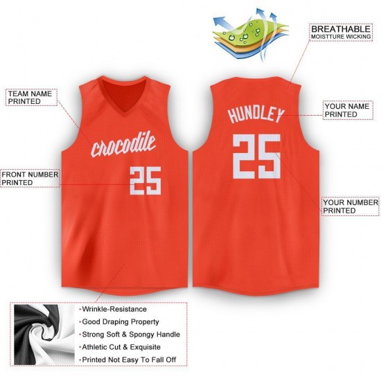 Custom Orange White V-Neck Basketball Jersey