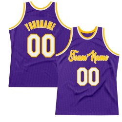 Custom Purple White-Gold Authentic Throwback Basketball Jersey