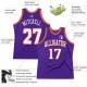 Custom Purple White-Orange Authentic Throwback Basketball Jersey