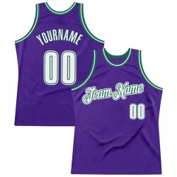 Custom Purple White-Kelly Green Authentic Throwback Basketball Jersey