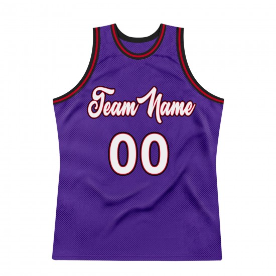 Custom Purple White-Red Authentic Throwback Basketball Jersey