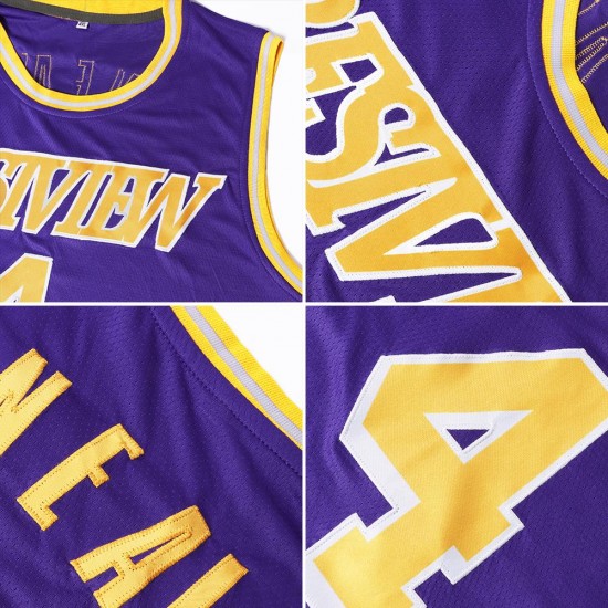 Custom Purple White-Black Authentic Throwback Basketball Jersey