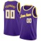 Custom Purple White-Gold Round Neck Rib-Knit Basketball Jersey