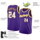 Custom Purple White-Gold Round Neck Rib-Knit Basketball Jersey