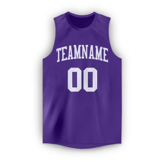 Custom Purple White Round Neck Basketball Jersey