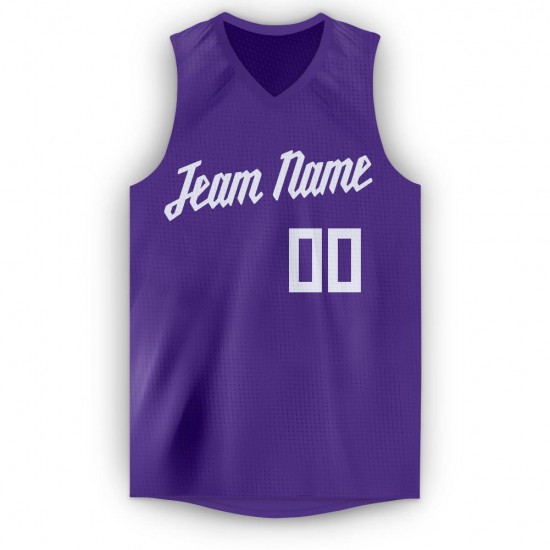 Custom Purple White V-Neck Basketball Jersey