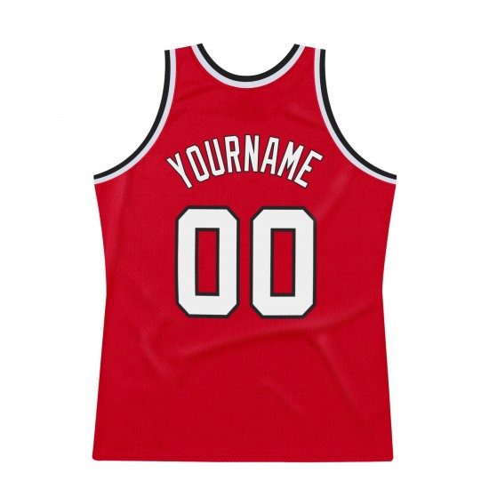 Custom Red White-Black Authentic Throwback Basketball Jersey