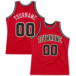 Custom Red Black-White Authentic Throwback Basketball Jersey