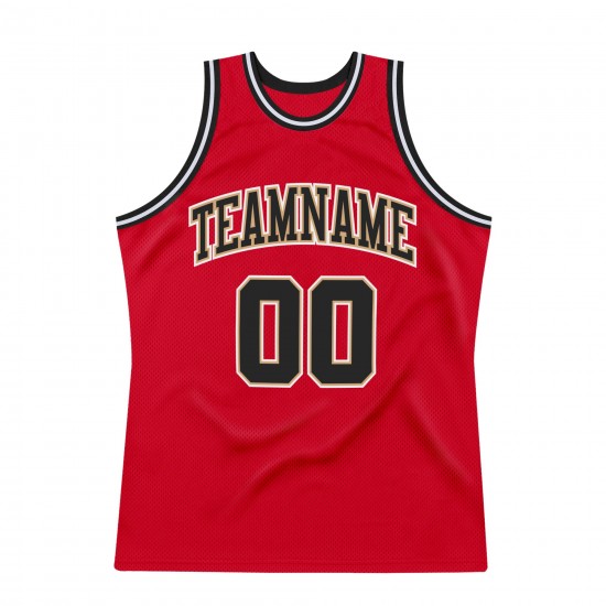 Custom Red Black-White Authentic Throwback Basketball Jersey