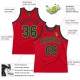 Custom Red Hunter Green-Neon Green Authentic Throwback Basketball Jersey