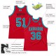 Custom Red Teal-Black Authentic Throwback Basketball Jersey