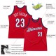 Custom Red White-Navy Authentic Throwback Basketball Jersey