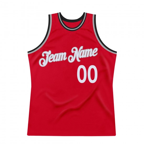 Custom Red White-Black Authentic Throwback Basketball Jersey