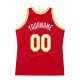 Custom Red White-Gold Authentic Throwback Basketball Jersey