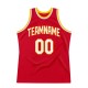 Custom Red White-Gold Authentic Throwback Basketball Jersey