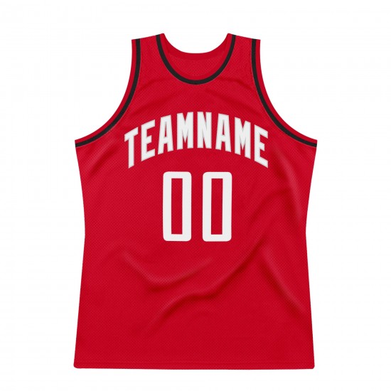 Custom Red White-Black Authentic Throwback Basketball Jersey