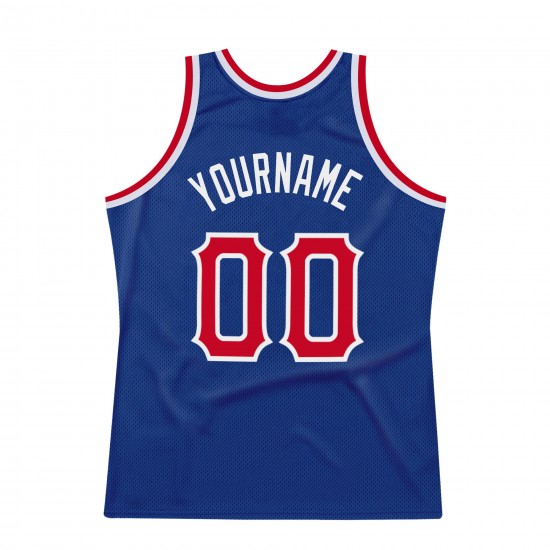 Custom Royal Red-White Authentic Throwback Basketball Jersey