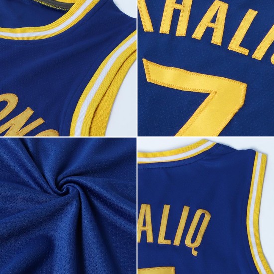 Custom Royal White-Orange Authentic Throwback Basketball Jersey