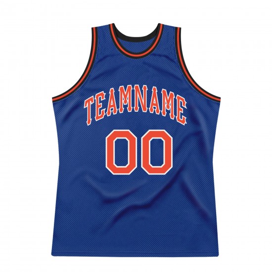 Custom Royal Orange-White Authentic Throwback Basketball Jersey