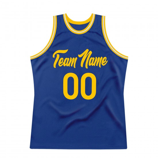 Custom Royal Gold-White Authentic Throwback Basketball Jersey