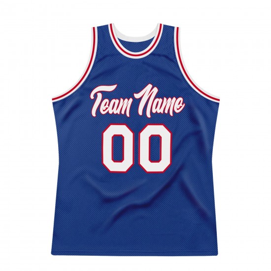 Custom Royal White-Red Authentic Throwback Basketball Jersey