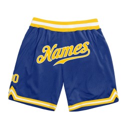 Custom Royal Gold-White Authentic Throwback Basketball Shorts