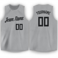 Custom Silver Gray Black Round Neck Basketball Jersey