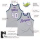 Custom Silver Gray White-Purple Authentic Throwback Basketball Jersey