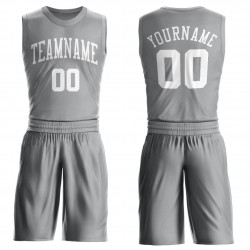 Custom Silver Gray White Round Neck Suit Basketball Jersey