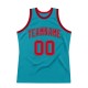 Custom Teal Red-Black Authentic Throwback Basketball Jersey