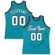 Custom Teal White-Orange Authentic Throwback Basketball Jersey