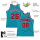 Custom Teal Red-Black Authentic Throwback Basketball Jersey