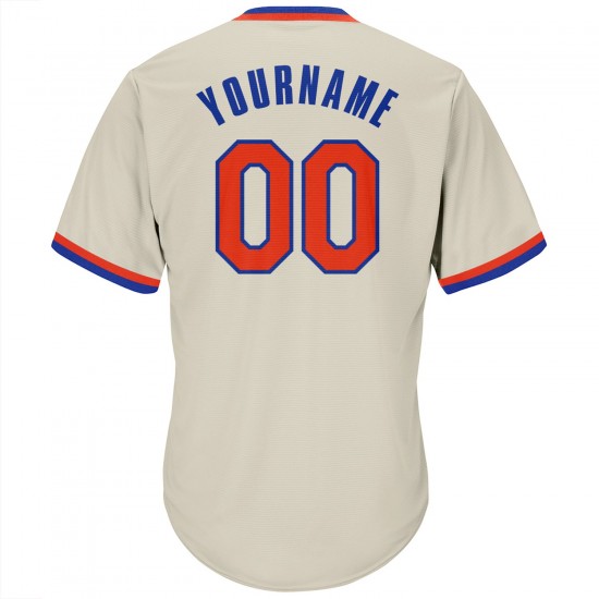 Custom Cream Orange-Royal Authentic Throwback Rib-Knit Baseball Jersey Shirt