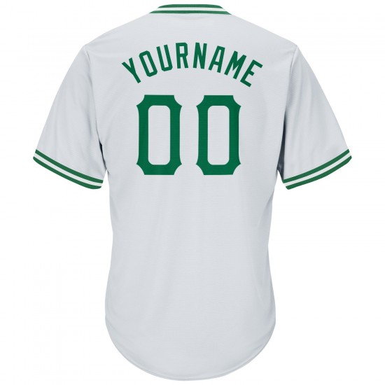 Custom White Kelly Green Authentic Throwback Rib-Knit Baseball Jersey Shirt