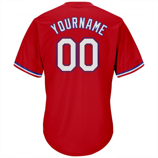 Custom Red White-Royal Authentic Throwback Rib-Knit Baseball Jersey Shirt